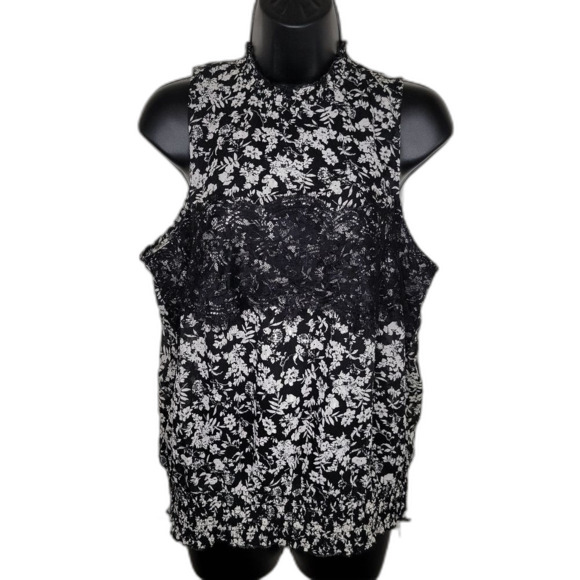 Maurices floral top Large NWT floral sleevless  w/lace - Picture 1 of 8